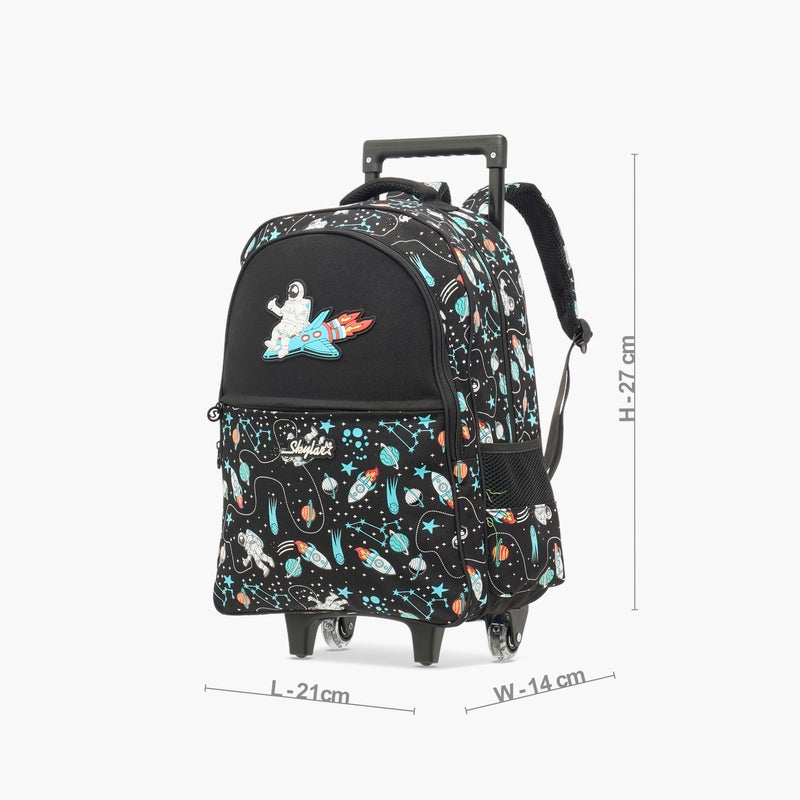Skylar Trolley Bag-Astronut Glow In The Dark-Wheels With Led Lights -2 Cmprt- (Polyester) Black \ 27X14X21 - Image 4